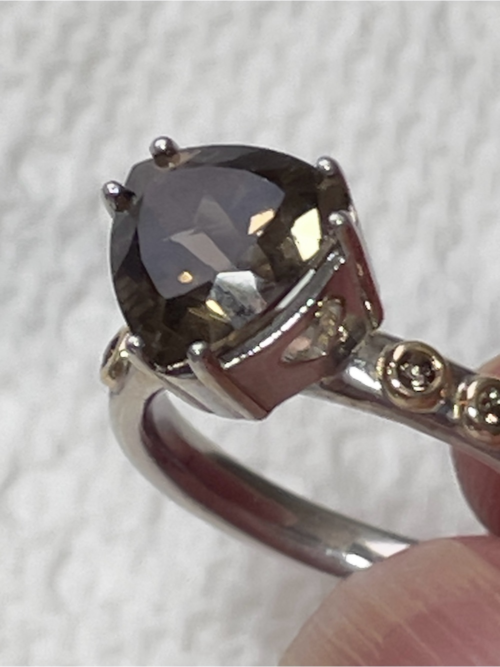 Pandora Smokey Quartz 14k & 925 Ring